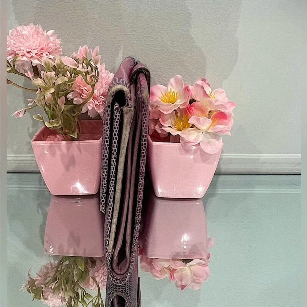Salvatore Ferragamo Pink Lizard Skin Wallet